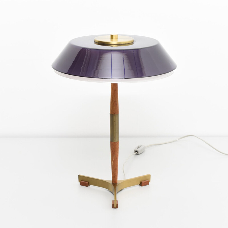 Lampe de bureau "Senor" en bois et laiton, Jo HAMMERBORG - années 60