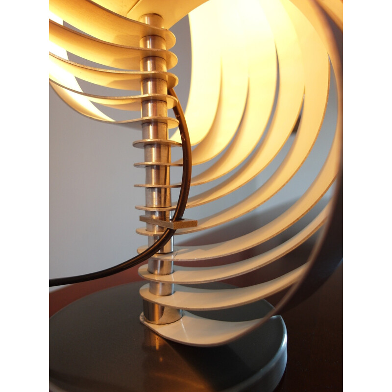 Paire de lampes de table en aluminium brossé par Henri Mathieu - 1970