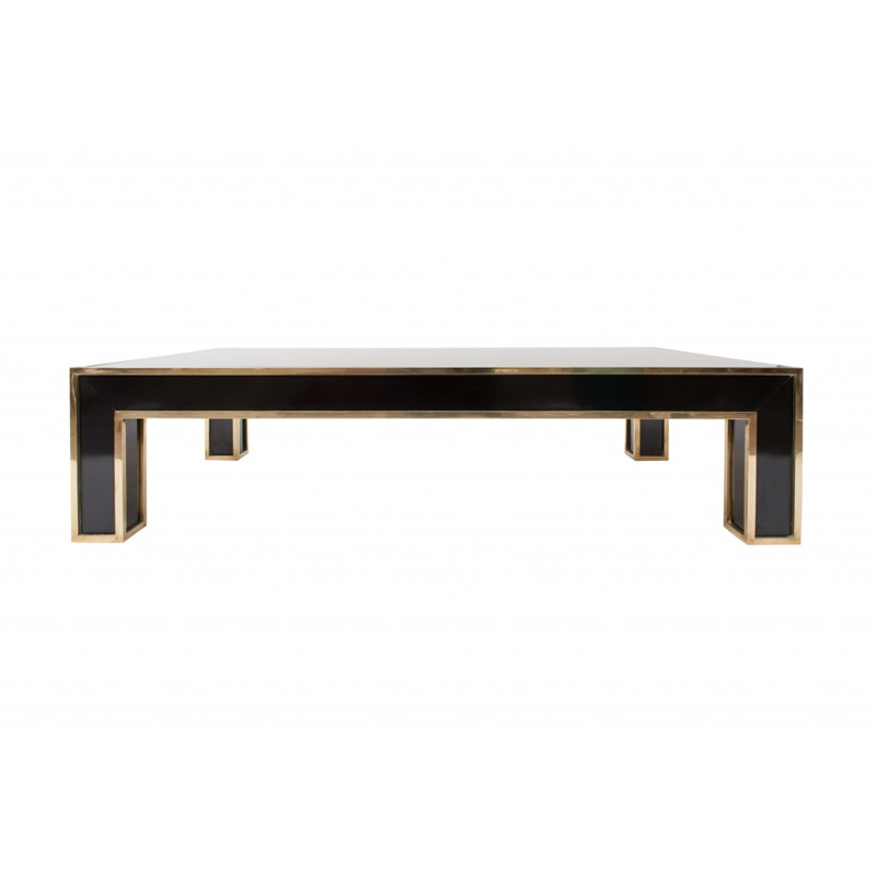 Rectangular coffee table in brass and glass by Romeo Rega - 1970s