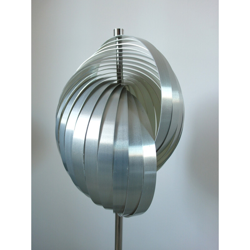 Lampadaire vintage en aluminium par Henri Mathieu pour Mathieu Lustrerie - 1970