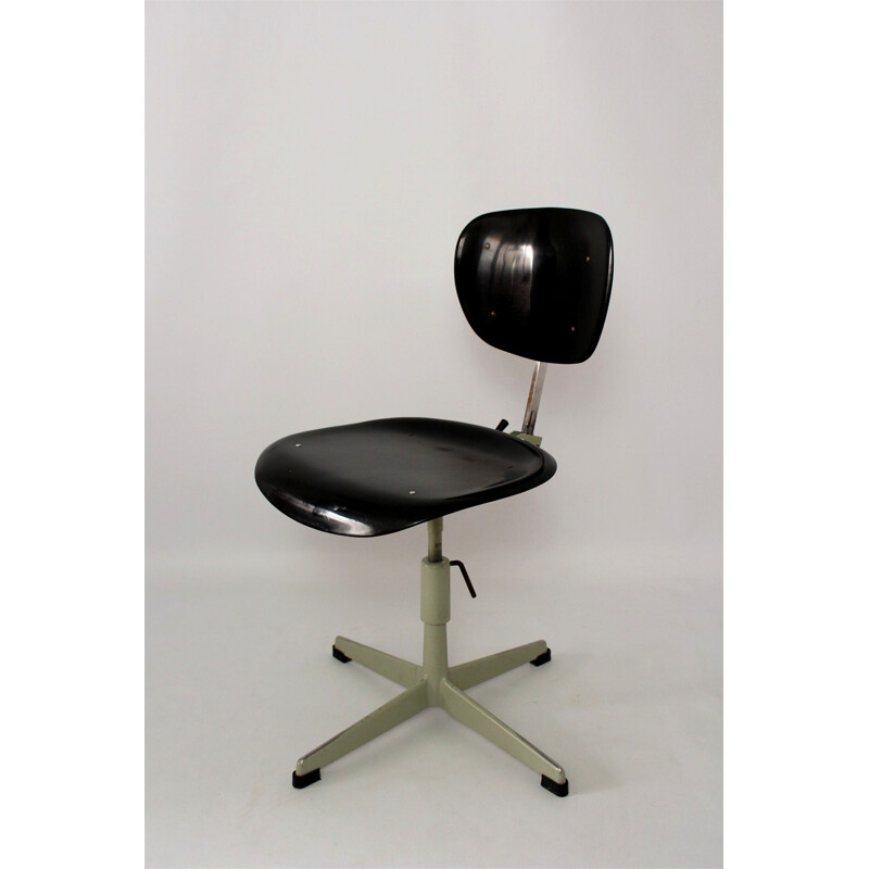 Black industrial Steel & Plastic Chair - 1970s