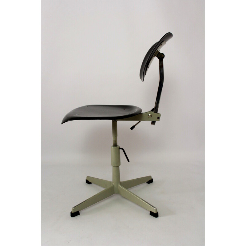 Black industrial Steel & Plastic Chair - 1970s