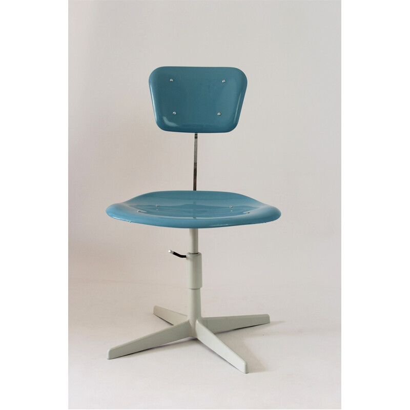 Chaise Industrielle bleue en Acier et en Plastique - 1970
