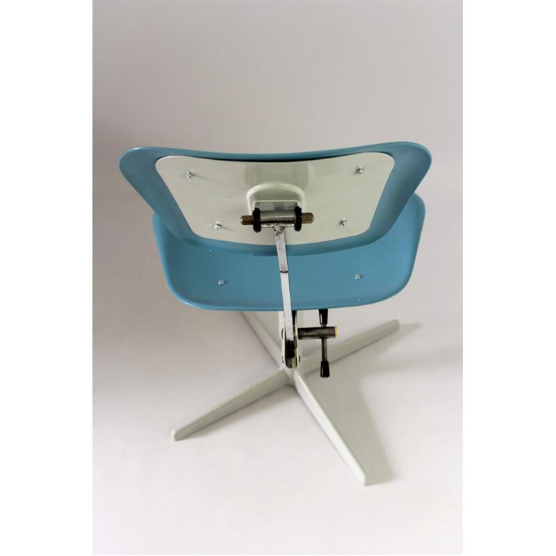 Chaise Industrielle bleue en Acier et en Plastique - 1970