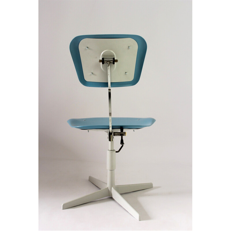 Blue industrial Steel & Plastic Chair - 1970s