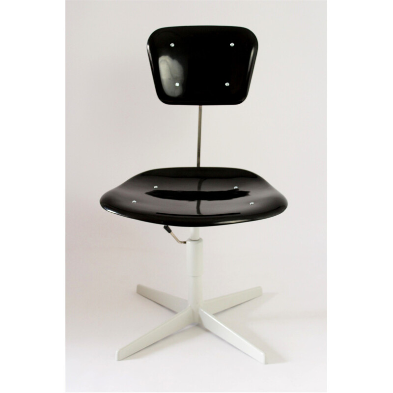 Black industrial Steel & Plastic Chair - 1970s