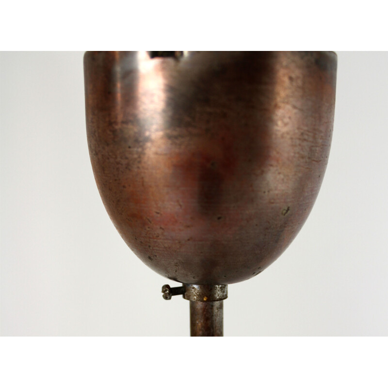 Chromed Metal & Glass Pendant Lamp by Napako - 1940s