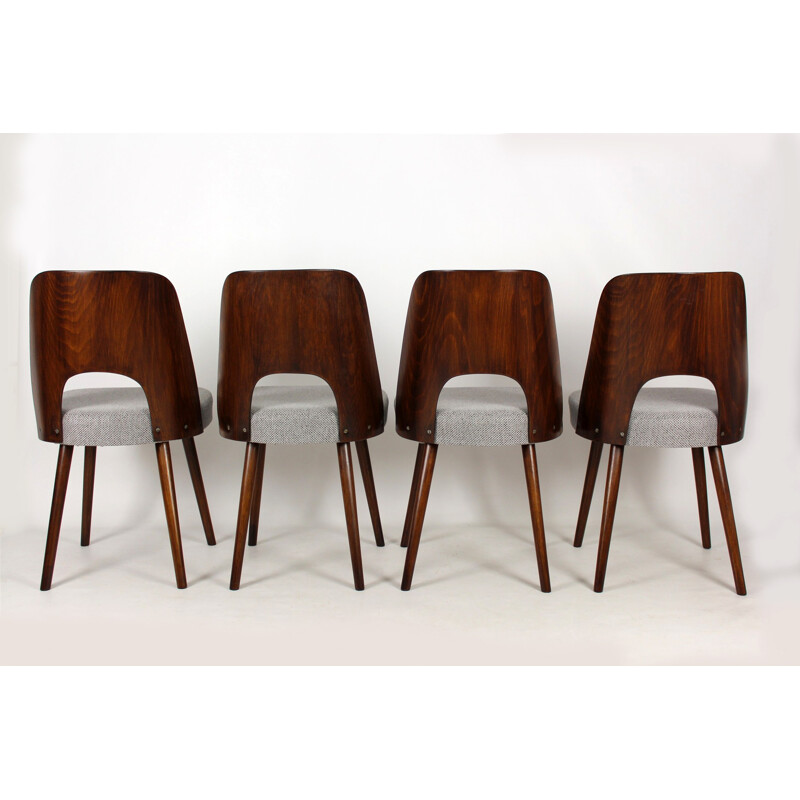 Set of 4 plywood chairs by Oswald Haerdtl for TON - 1950s