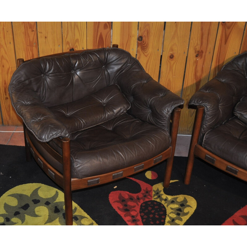 Lounge set in leather by Arne Norell - 1960s