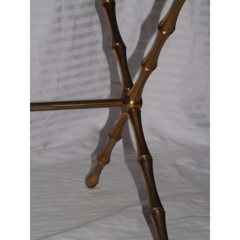 Table basse façon bambou laiton par maison Bagués - 1950