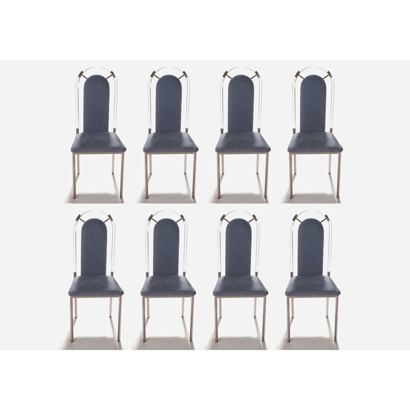 Set of 8 plexiglas chairs by Maison Jansen - 1970s