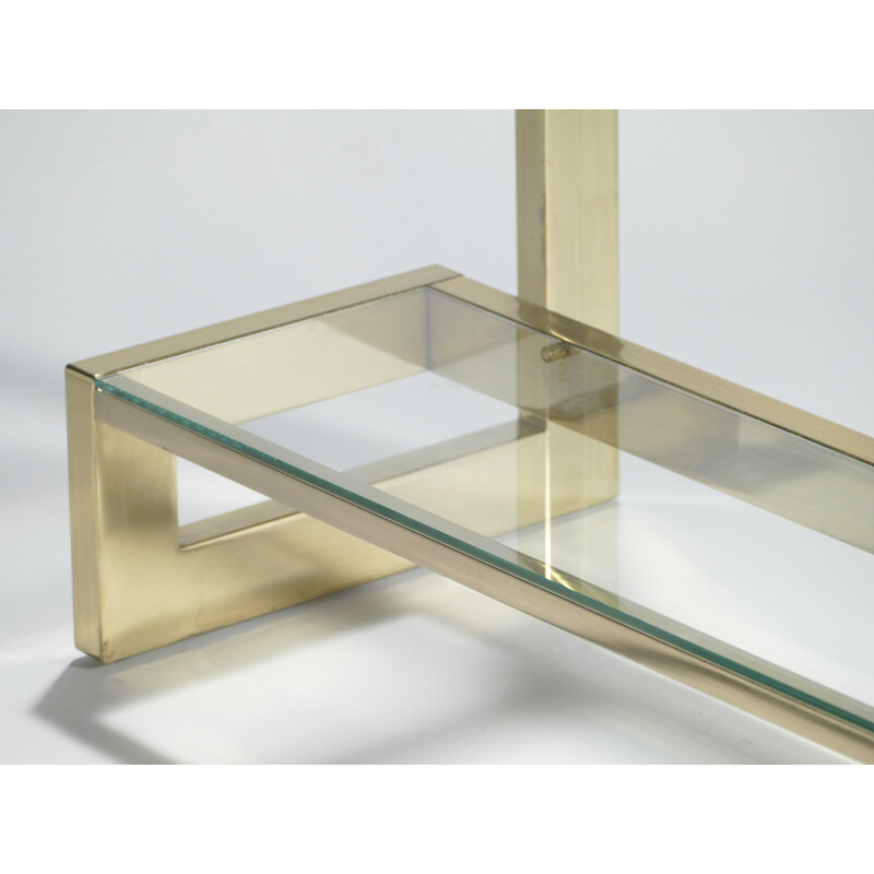 Asymetrical brass and glass side table by Guy Lefevre for Maison Jansen - 1970s