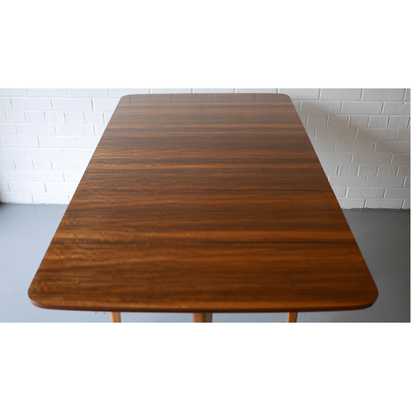Walnut and beech drop leaf dining table - 1950s