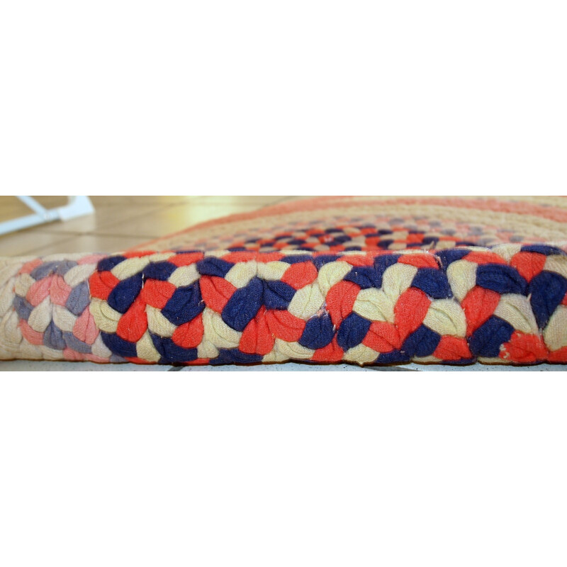 Handmade vintage American braided rug - 1930s
