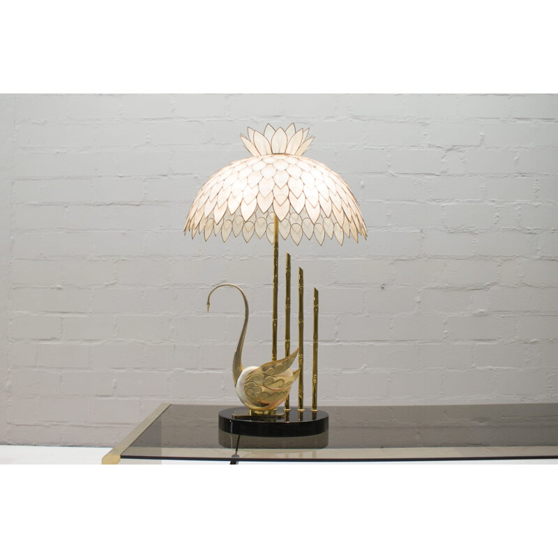 Lampe de Table "Clam" en perles et laiton - 1960