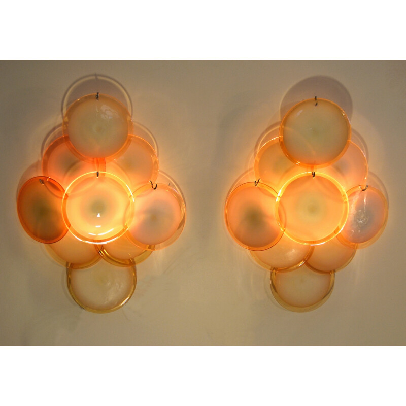 Vintage Disc Wall Sconces by Vistosi - 1960s