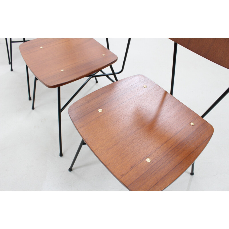 Set of 4 vintage dinner chairs in teak - 1950s