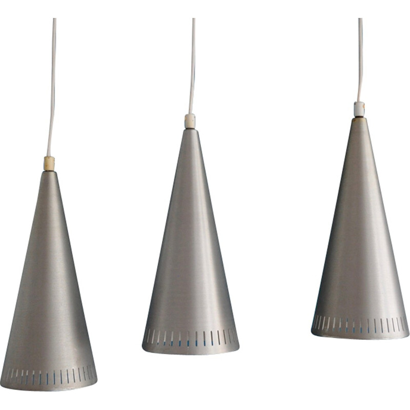 Set of 3 Swedish conical hanging lamps - 1960s