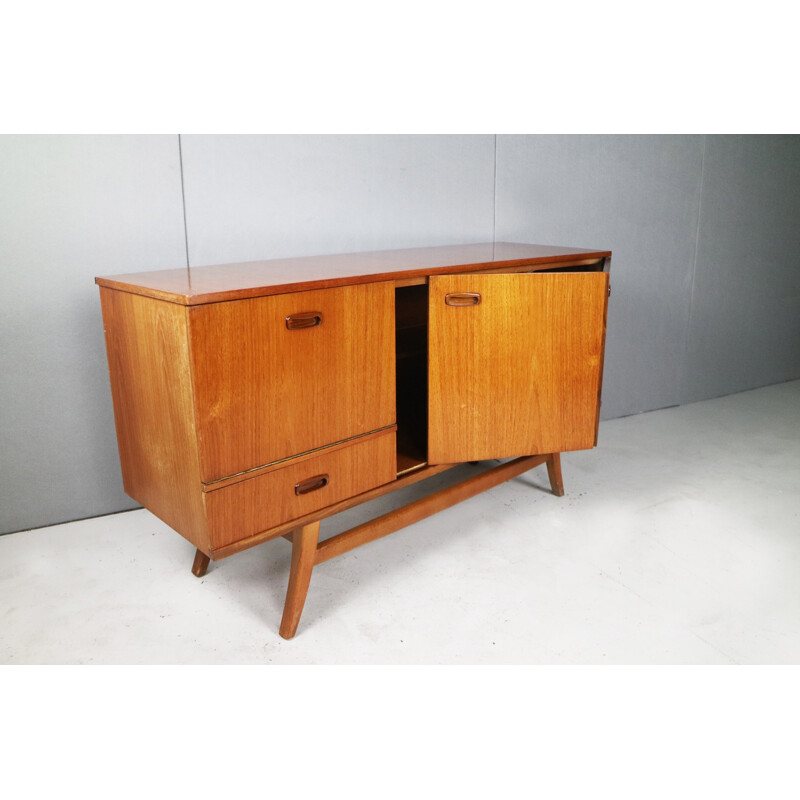 Vintage small British sideboard with fold out doors - 1970s