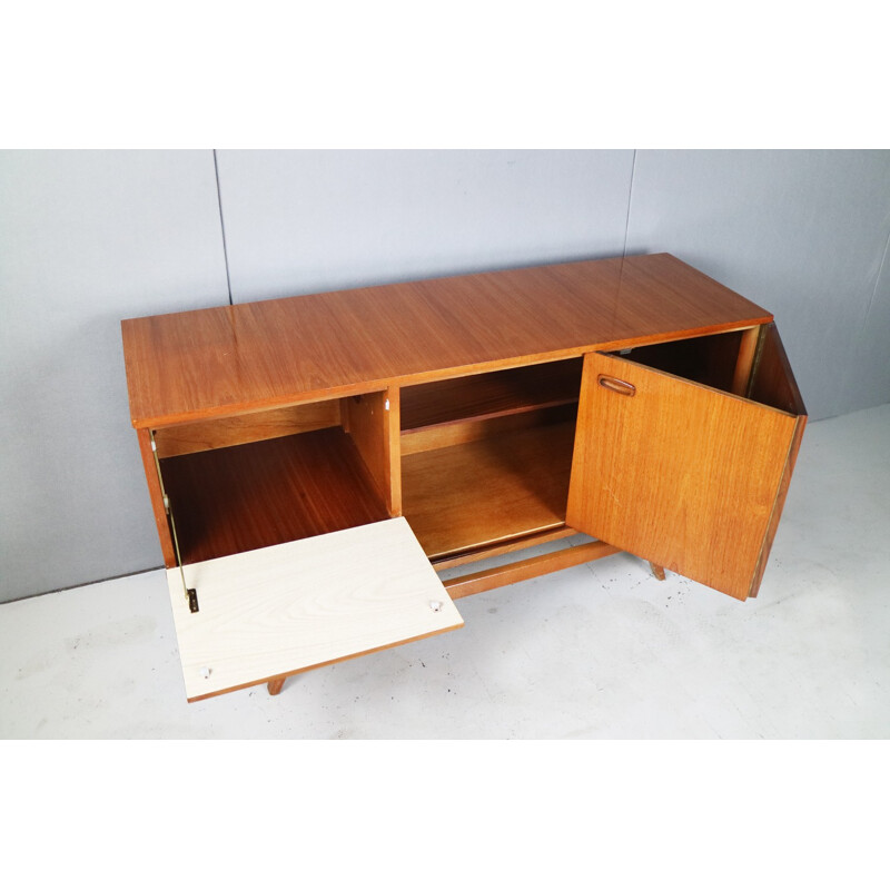 Vintage small British sideboard with fold out doors - 1970s