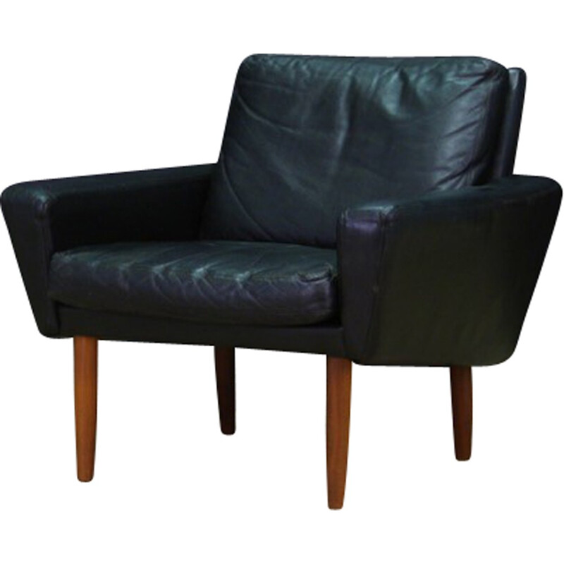 Fauteuil en cuir vintage classique au design danois - 1970