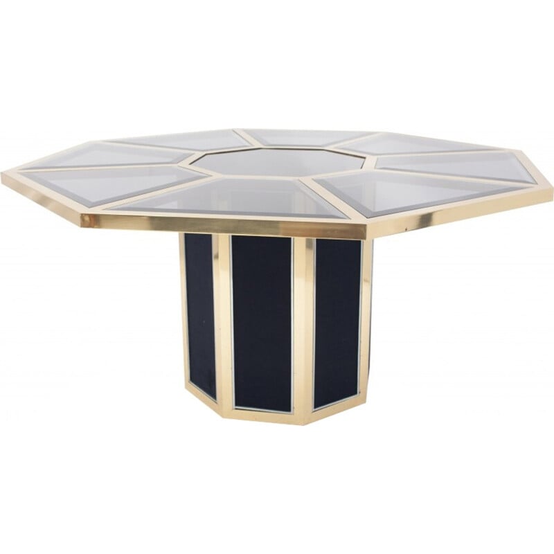Octagonal brass dining table for Roche Bobois - 1970s