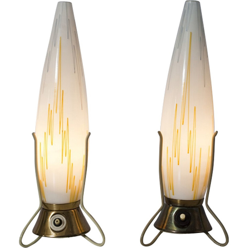 Vintage Pair of Tripod Table Lamps - 1960s