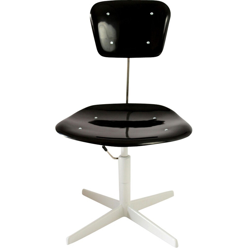 Black industrial Steel & Plastic Chair - 1970s