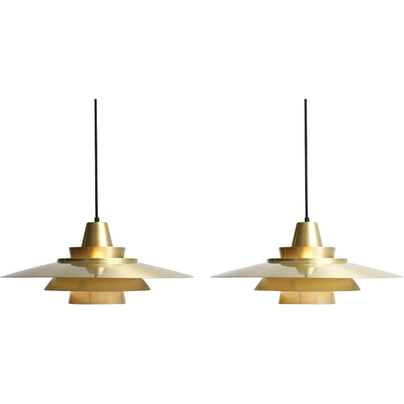 Pair of brass pendant lamp - 1960s