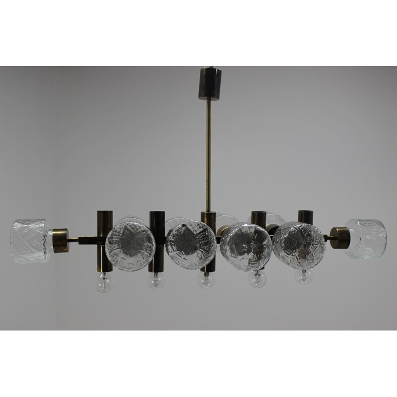 Vintage glass design chandelier, Czechoslovakia 1970