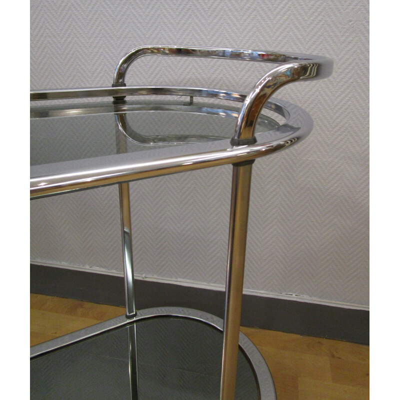 Chromed mid-century metal trolley - 1970s