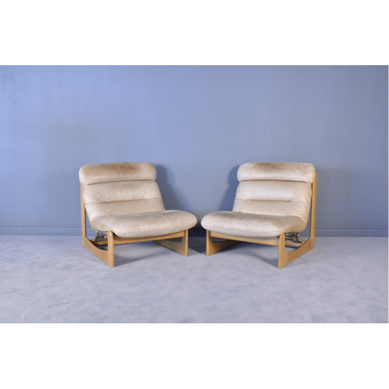Mid Century Modern Leather Lounge Chairs - 1970s