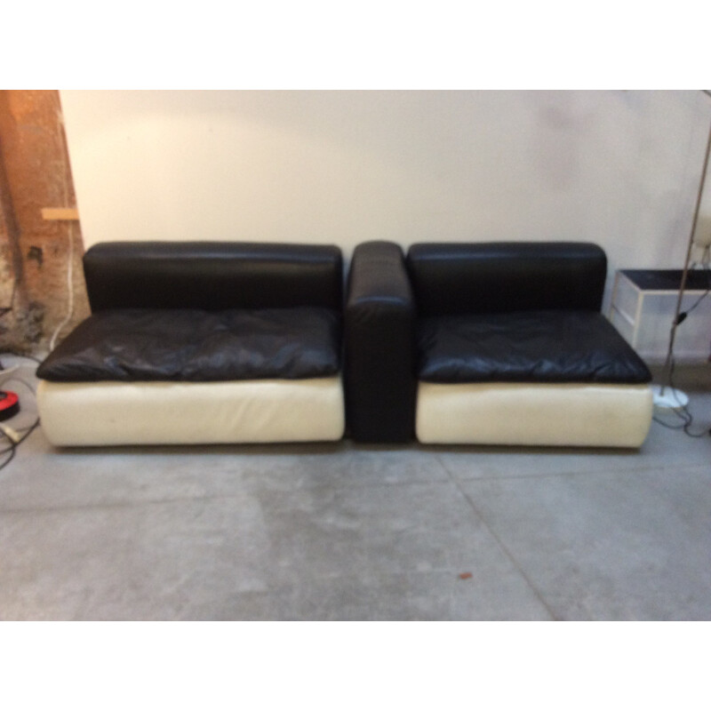 Modular leather sofa - 1970s