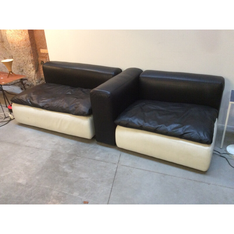 Modular leather sofa - 1970s