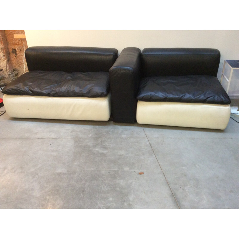Modular leather sofa - 1970s
