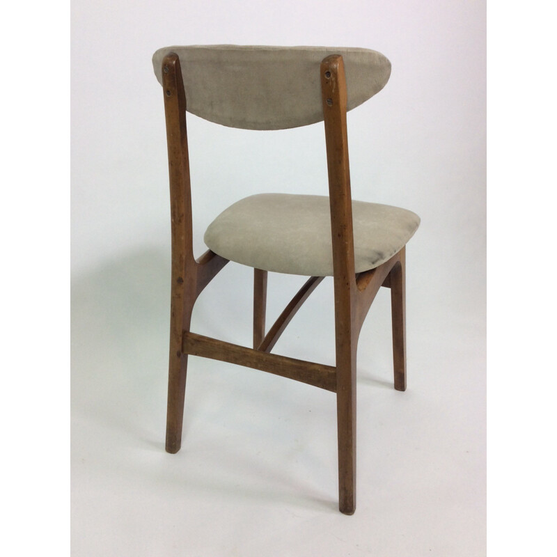 Set of 4 vintage chairs in wood and velvet by Rajmund Teofil Halas for Paczkow - 1960s