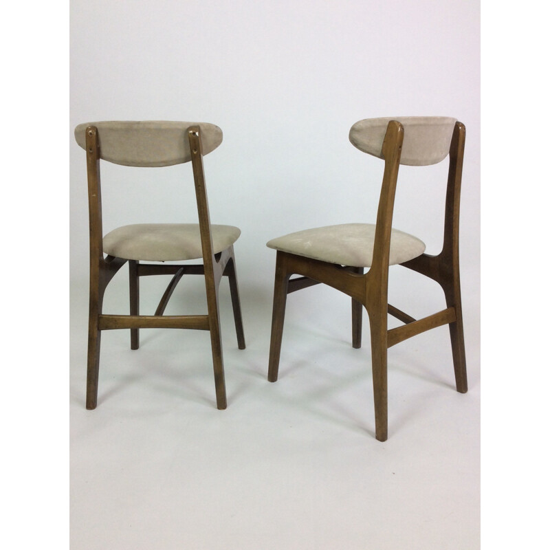 Set of 4 vintage chairs in wood and velvet by Rajmund Teofil Halas for Paczkow - 1960s
