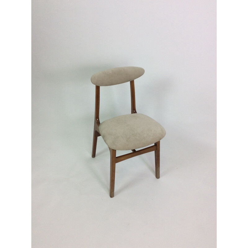 Set of 4 vintage chairs in wood and velvet by Rajmund Teofil Halas for Paczkow - 1960s