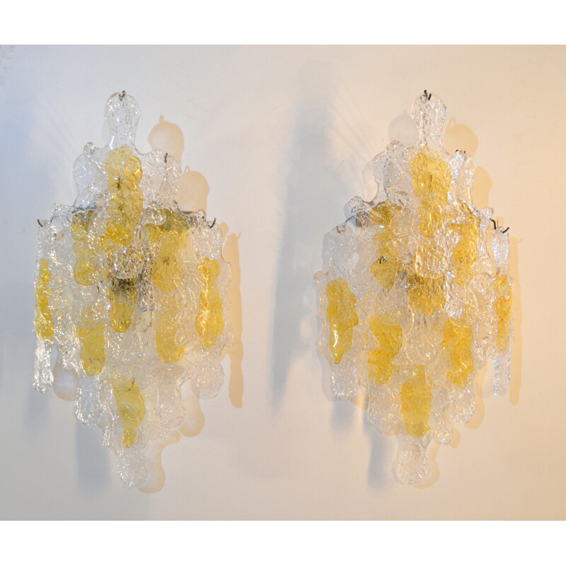 Vintage brutalist wall sconces by Mazzega - 1960s