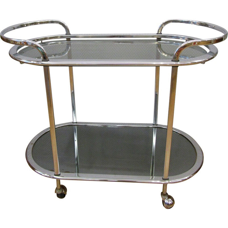 Chromed mid-century metal trolley - 1970s