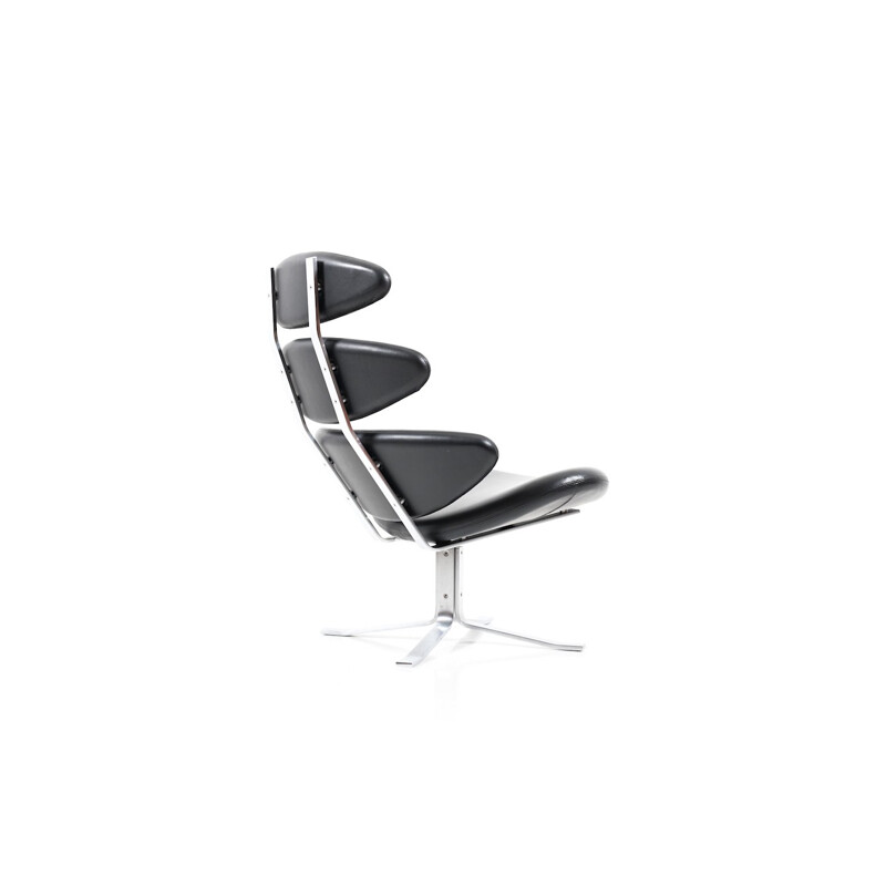 Vintage black leather "Corona" Lounge Chair by Poul M. Volther for Erik Jørgensen Møbelfabrik AS - 2005