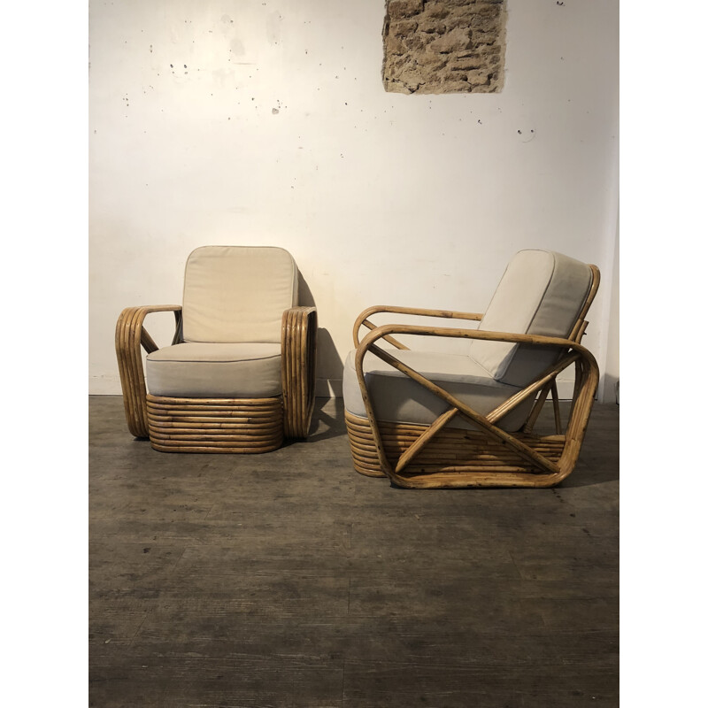 Pair of  bambou armchairs by Paul Frankl - 1960s