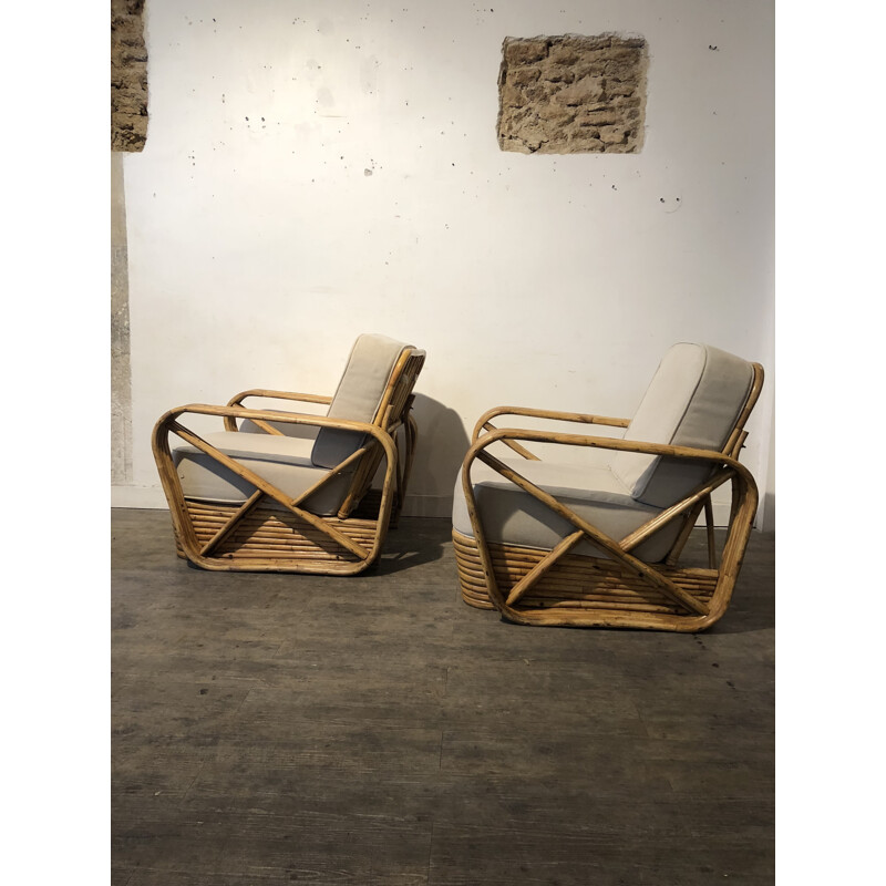 Pair of  bambou armchairs by Paul Frankl - 1960s