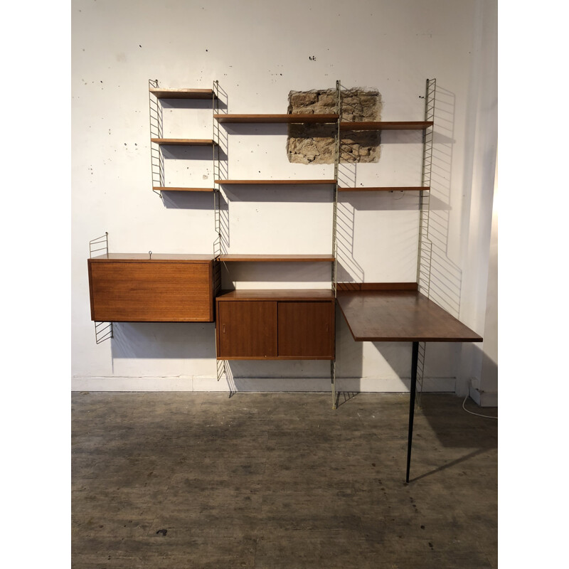 Vintage wall bookcase by Niss Strinning for String - 1950s