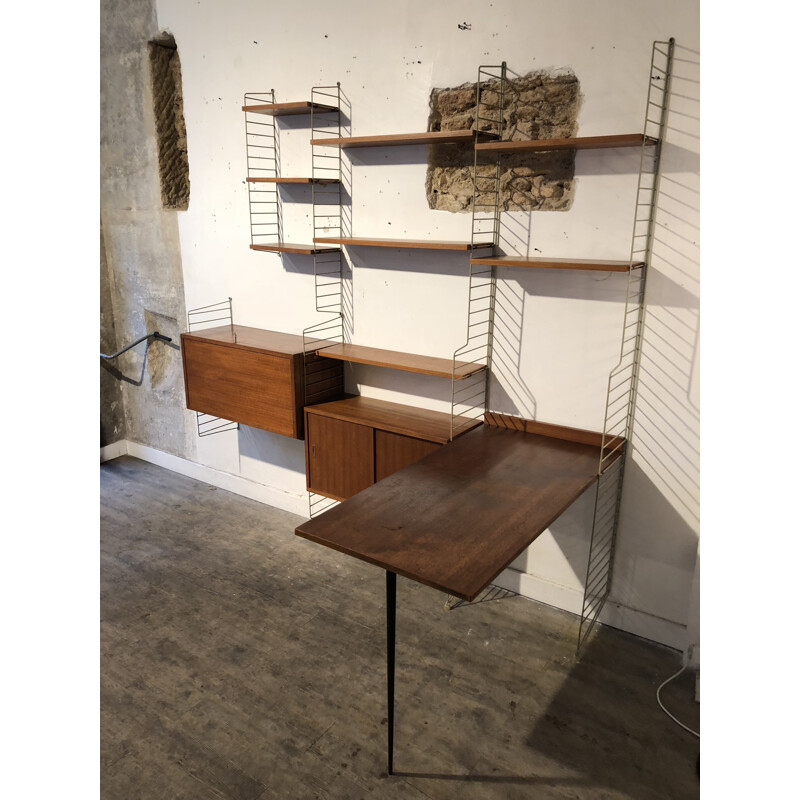 Vintage wall bookcase by Niss Strinning for String - 1950s