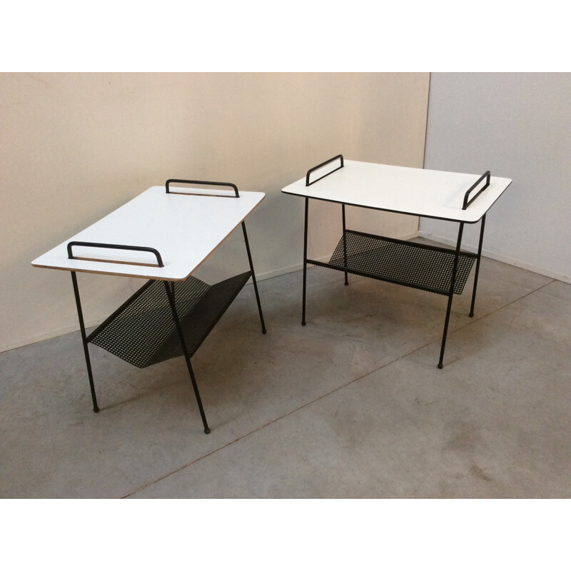 Vintage Pair of Side Tables with Magazine Rack TM04 Model by Cees Braakman for Pastoe - 1950s