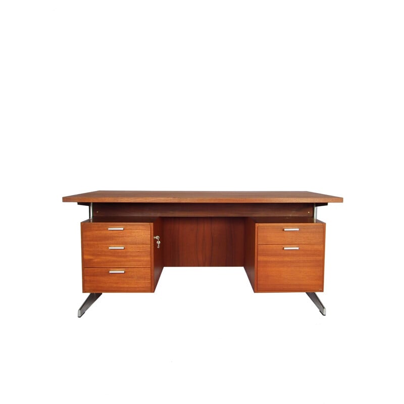 Vintage teak wood desk by Cees Braakman for Pastoe - 1960s