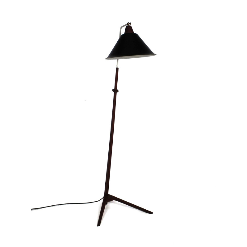 Vintage teak wood floor lamp - 1960s