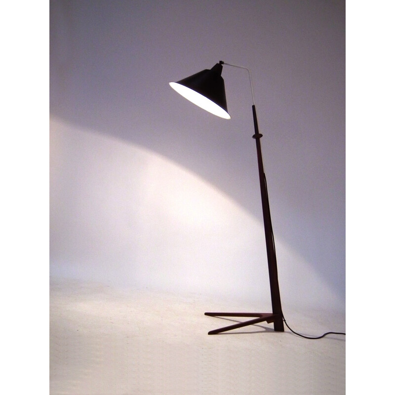 Vintage teak wood floor lamp - 1960s