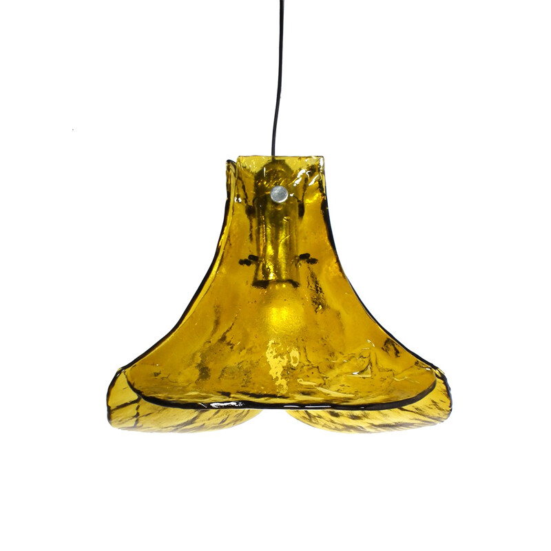 Vintage murano pendant light with green glass by Carlo Nasson for Mazzega - 1960s